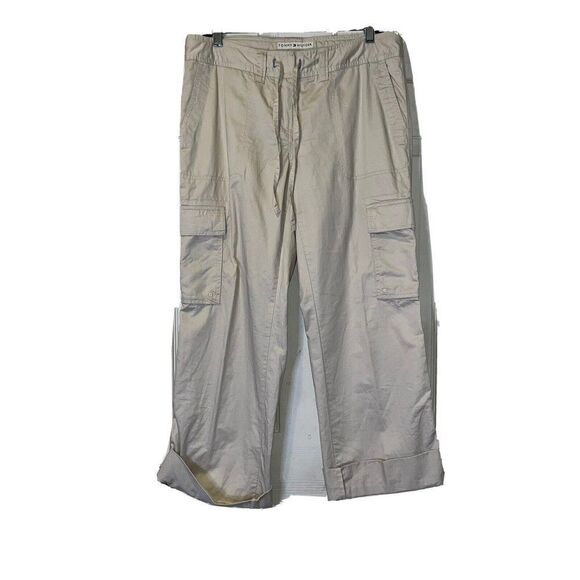 Tommy Hilfiger Cropped Low Rise Women’s Sz 10 Convertible Roll Up Tan Cargo - Picture 1 of 14